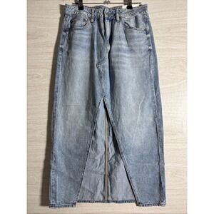 NWT American Eagle Low-Rise Pieced Denim Maxi Skirt Front Slit Sz 4/27